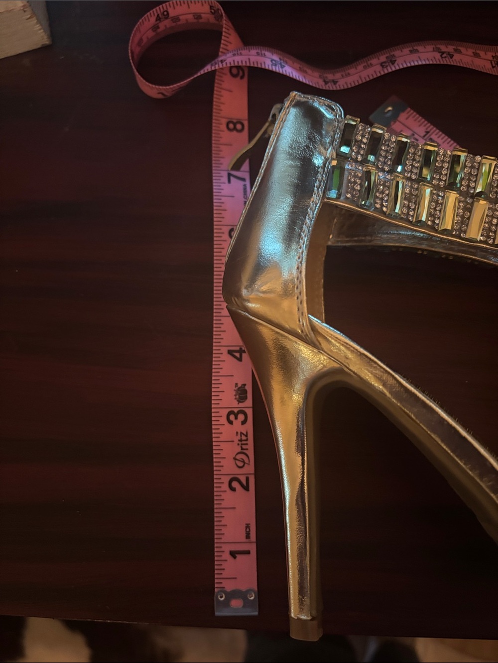 Delicacy Metallic Gold Crystal-Strap High Heels - Picture 10 of 10